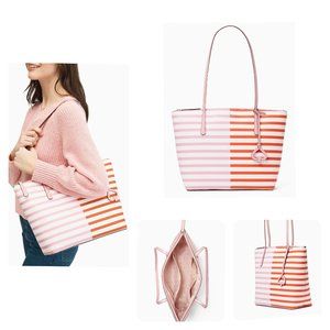 Kate Spade Zina Striped Large Leather Tote Bag